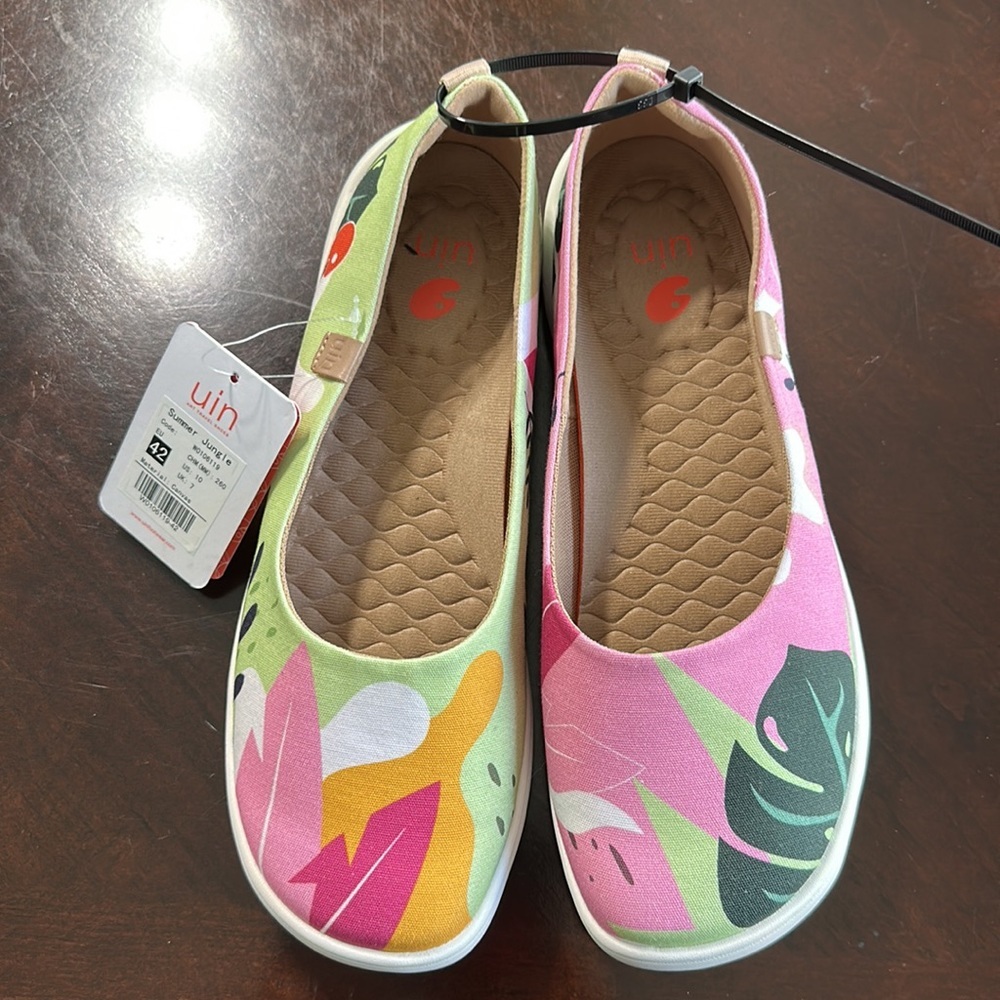 Women's Ballet Flats Floral Lightweight Slip On Comfort Round Toe Shoes - Picture 8 of 14